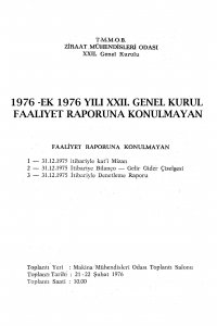 2800 1976 -EK 1976 YILI XXII. GENEL KURUL FAALİYET RAPORUNA KONULMAYAN